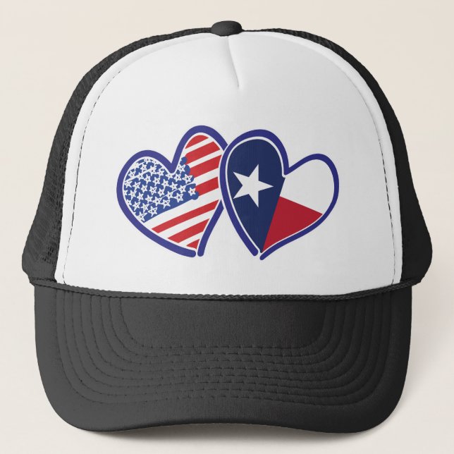 USA-Texas-Flagga-Heart Keps (Framsida)