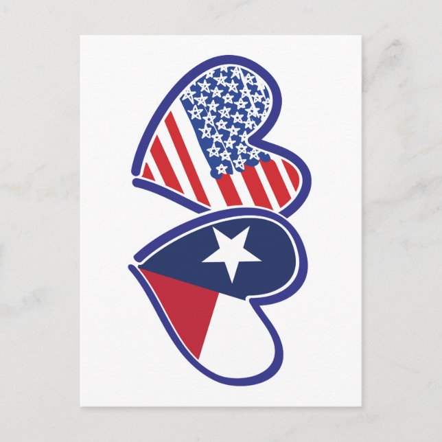 USA-Texas-Flagga-Hjärta Vykort (Framsida)