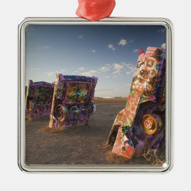 USA, TEXAS, Panhandle Area, Amarillo: Cadillac 2 Julgransprydnad Metall (Framsidan)