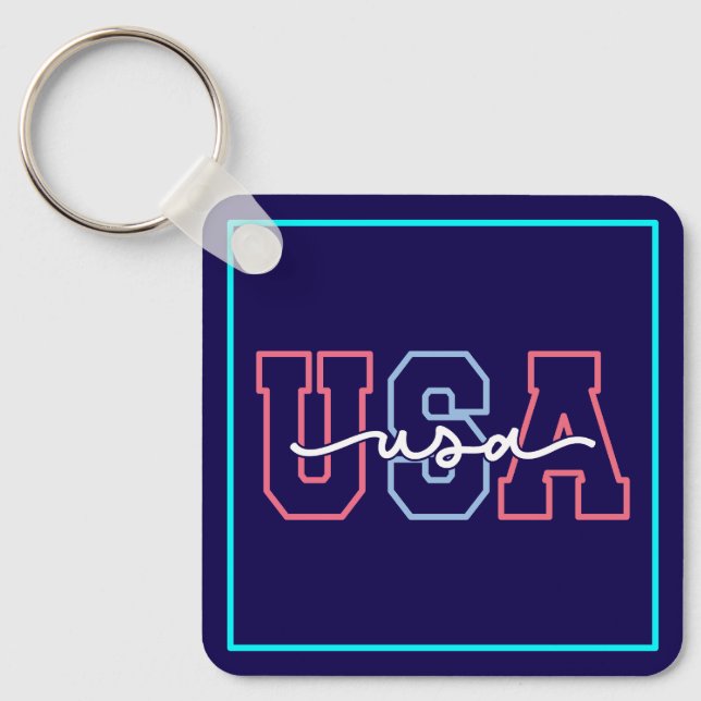 USA-text 4:e juli-design-62118 Nyckelring (Framsida)