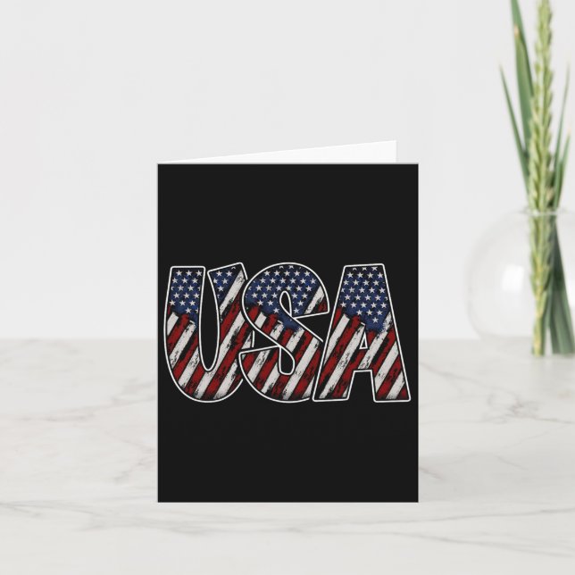 Usa Text Flag Skjorta - Amerikansk Flagga Patrioti Kort (Framsida)