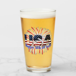 USA text glitter fyrverkerier Lycklig 4 juli Glaskopp