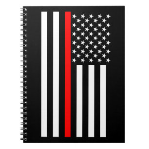 USA Thin Red Line Anteckningsbok Med Spiral