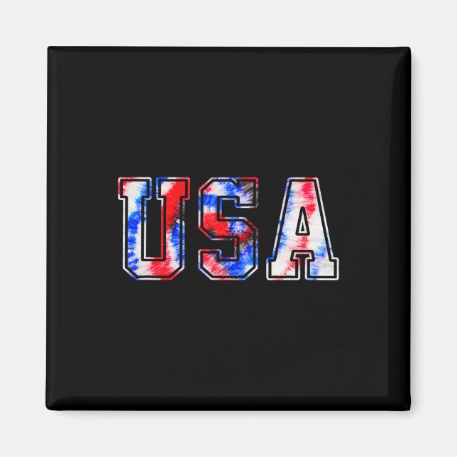 Usa Tie Dye Patriotic Rött vitt blått 4 juli 2011 Magnet (Framsidan)