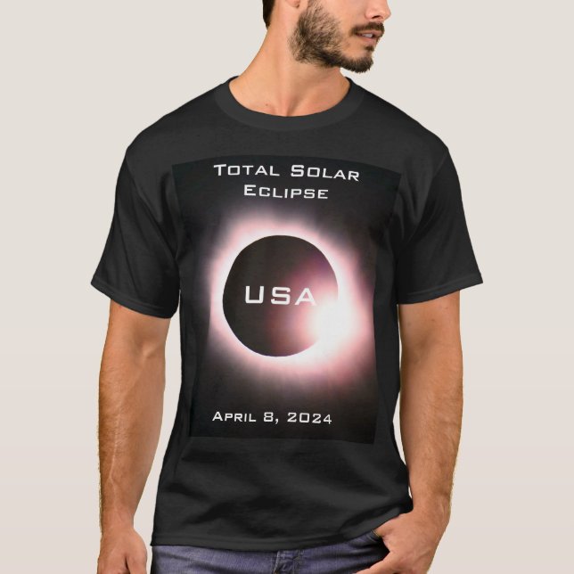 USA Total solcellsklipse 8 april 2024 T Shirt (Framsida)