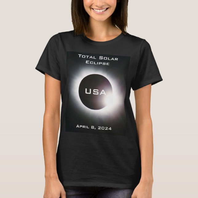 USA Total solcellsklipse 8 april 2024 T Shirt (Framsida)