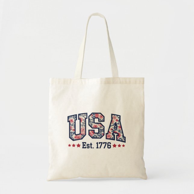 USA Tote Bag, 4 juli, Patriotic Tygkasse (Framsidan)