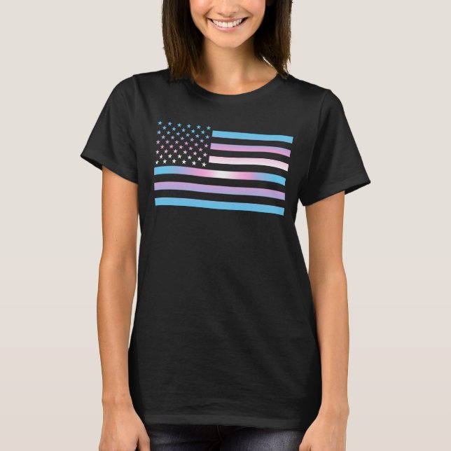 USA Trans Pride Patriotic T Shirt (Framsida)