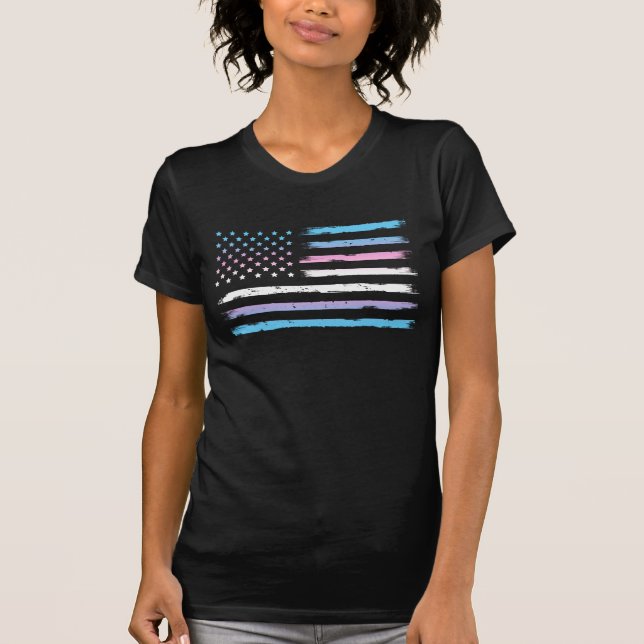 USA Trans Pride Patriotic T Shirt (Framsida)