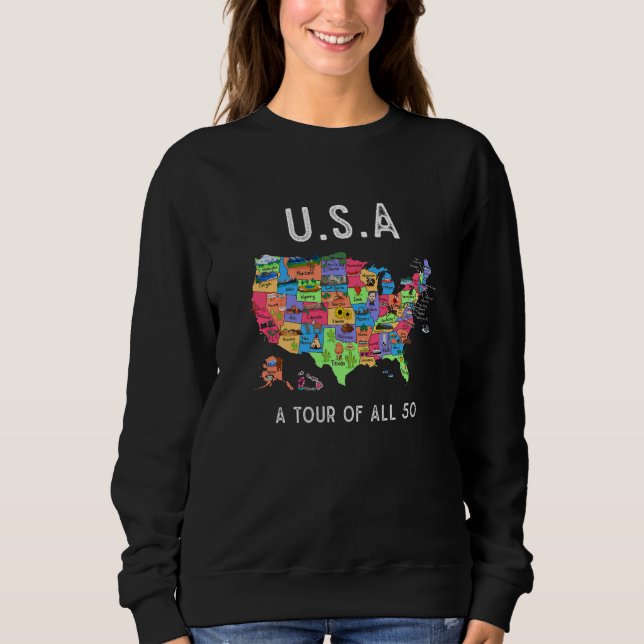 USA Travel  Visit 50 States Map  2 T Shirt (Framsida)