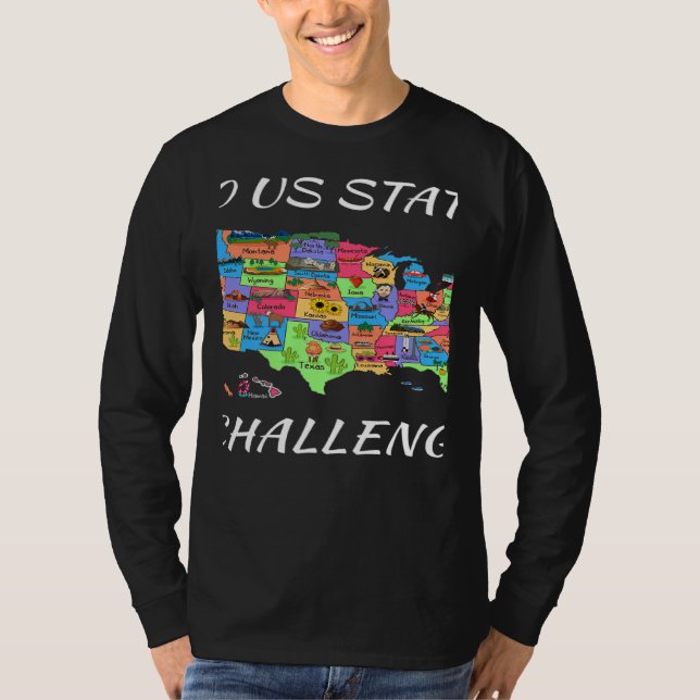 USA Travel Visit 50 States Map T Shirt (Framsida)