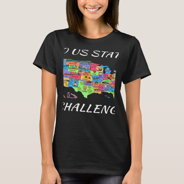 USA Travel Visit 50 States Map T Shirt (Framsida)