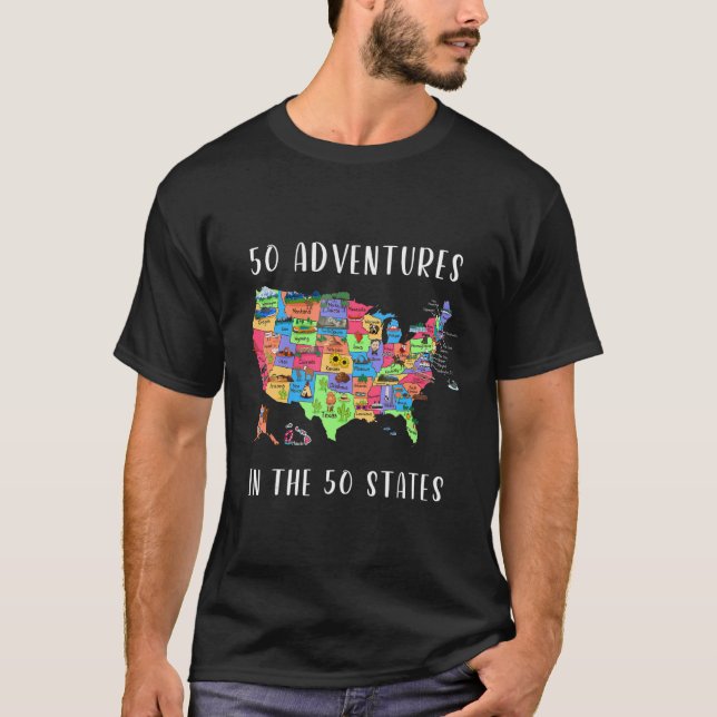 USA Travel   Visit 50 States Map T Shirt (Framsida)