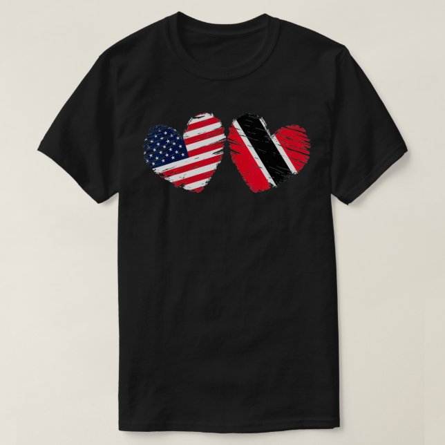 USA Trinidad and Tobago Flag Heart Trinbagonian Am T Shirt (Design framsida)
