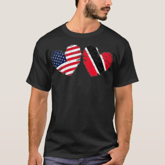 USA Trinidad and Tobago Flag Heart Trinbagonian Am T Shirt