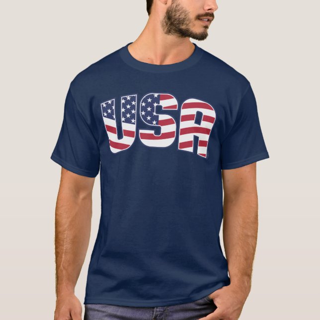 USA Tshirt Patriotic American Flagga 4 juli T Shirt (Framsida)