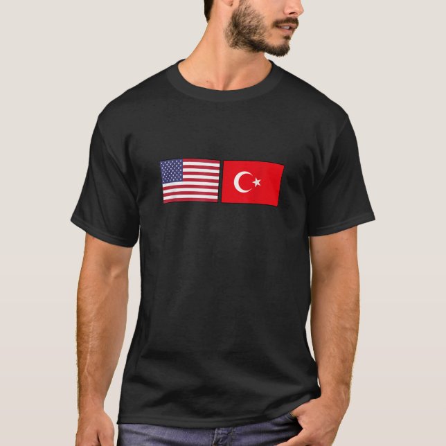 USA Turkiet Flagga Turkisk amerikansk T Shirt (Framsida)
