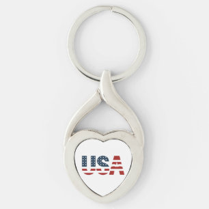 USA. TWISTED HEART SILVERFÄRGAD NYCKELRING