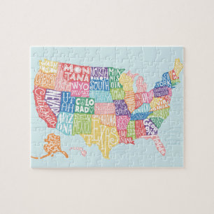 USA Typografi Karta Pussel