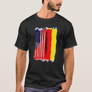USA Tyskland Flagga Halva amerikanska halvtyska rö T Shirt