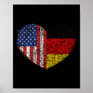 Usa Tyskland Hjärta - Dubbelt Medborgarskap Poster
