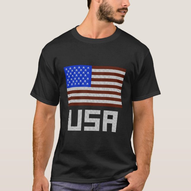 Usa Ugly Sweater Stil Geography Flaggor T Shirt (Framsida)