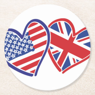 USA—UK-Kärlek Underlägg Papper Rund