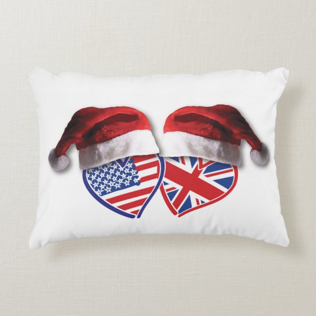 USA-UK-Santa-Hats Prydnadskudde (Framsidan)