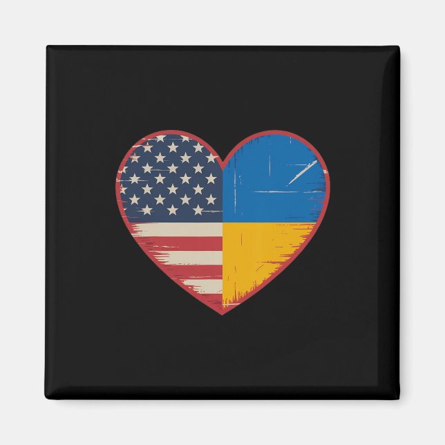 Usa Ukraina Hjärta - Dubbelt Medborgarskap 2  Magnet (Framsidan)
