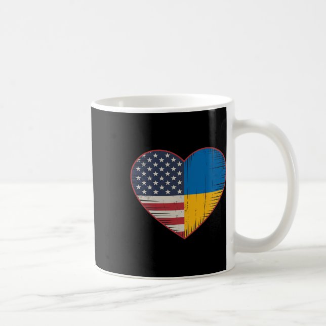 Usa Ukraina Hjärta - Dubbelt Medborgarskap  Kaffemugg (Höger)