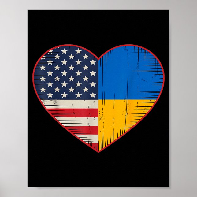 Usa Ukraina Hjärta - Dubbelt Medborgarskap  Poster (Framsidan)