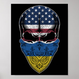 Usa Ukraina Rötter - Ukrainsk Amerikansk Flagga Sk Poster