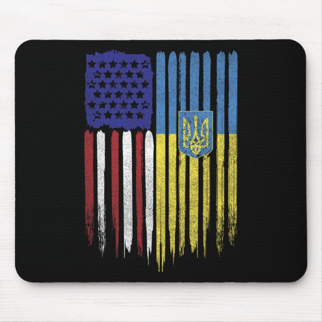 Usa Ukraina Ukrainsk Flagga Trident Rötter  Musmatta (Framsidan)