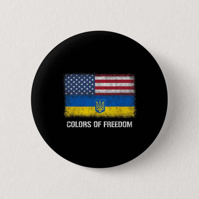 Usa Ukraina Ukrainska Amerikanska Flaggans Färger  Knapp (Framsida)