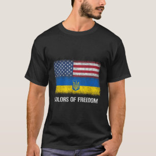 Usa Ukraina Ukrainska Amerikanska Flaggans Färger  T Shirt