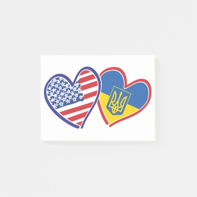 USA-Ukraine-Flagga Post-it Block (Framsida)