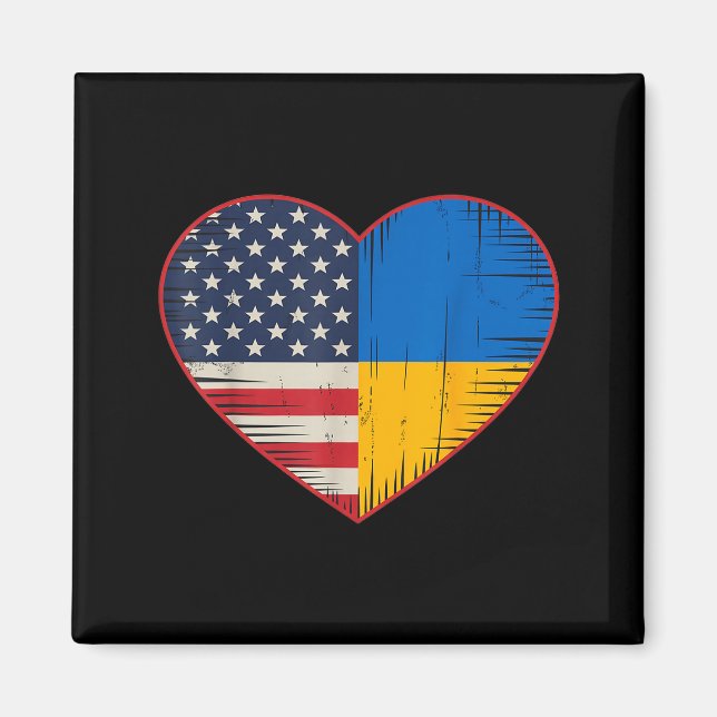Usa Ukraine Heart - Dual Citizenship  Magnet (Framsidan)