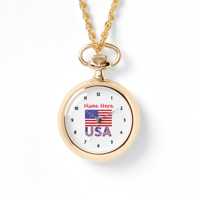 USA United Stater America Flagga Red Personlig Armbandsur (Framsida)