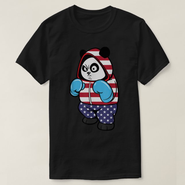 USA United Stater Boxing Panda Bear T Shirt (Design framsida)