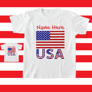 USA United States America Röd Personlig Flickas T Shirt