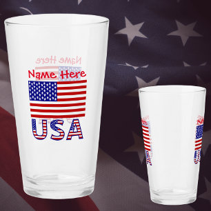 USA United States Amerika Flagga Röd Personaliseri Glaskopp
