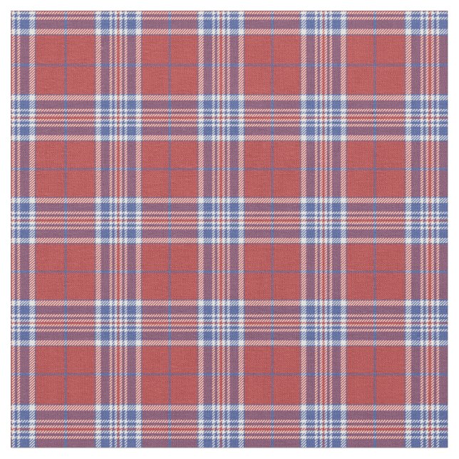 USA US Färger Plaid Tartan Rött vitt blått Tyg (Närbild)