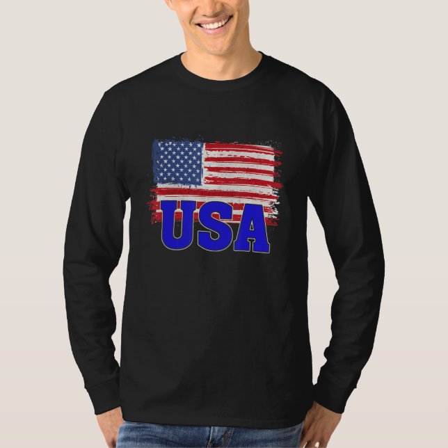 USA US Flag Patriotic American T Shirt (Framsida)