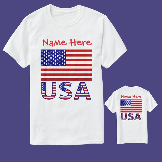 USA US Flagga Red Personlig Manar T Shirt (Skapare uppladdad)