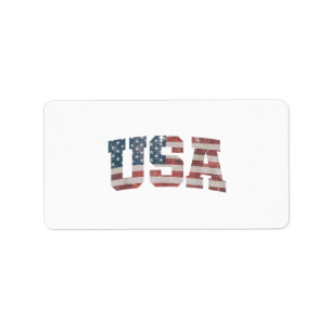 USA USA Flagga Patriotic 4:e juli Amerika Adressetikett