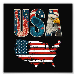 USA USA USA Patriotic 4:e juli Amerika Flagga Free Fototryck