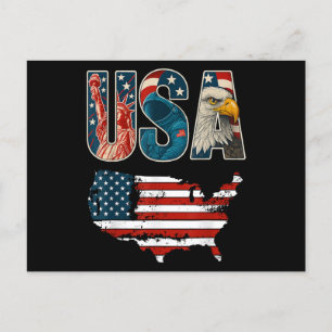 USA USA USA Patriotic 4:e juli Amerika Flagga Free Helg Vykort