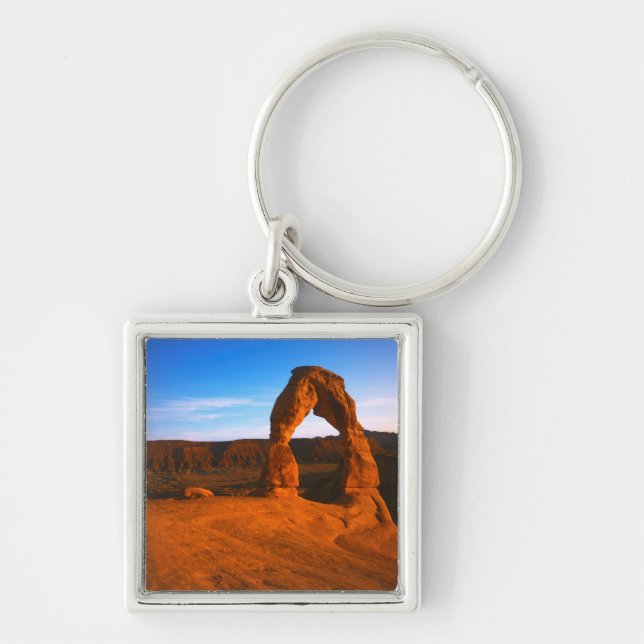 USA, Utah, Arches National Park, Delicate Arch Fyrkantig Silverfärgad Nyckelring (Framsidan)