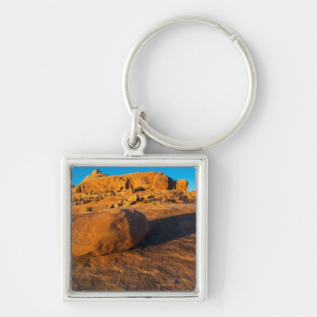USA, Utah, Moab, Sandsten Fyrkantig Silverfärgad Nyckelring (Framsidan)