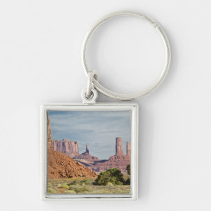 USA, Utah, Monument Valley Navajo Tribal Park. Fyrkantig Silverfärgad Nyckelring
